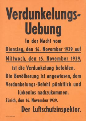 Verdunkelungs-Uebung -  (...) - Der Luftschutzinspektor.