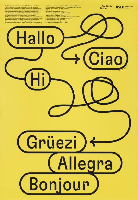 Eco-Social Design Hochschule Luzern - Hallo - Ciao - Hi - Grüezi - Allegra - Bonjour