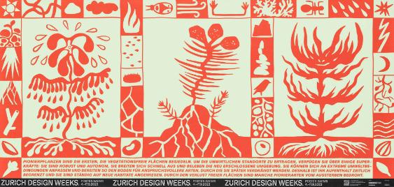 Zurich Design Weeks. Poster Safari - Pionierpflanzen sind die ersten, die vegetationsfreie Flächen besiedeln. (...)