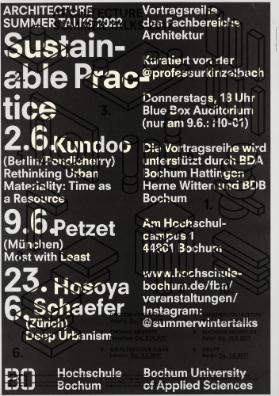Architecture Summer Talks - Sustainable Pracite - Kundoo - Petzet - Hosoya Schaefer - BO Hochschule Bochum