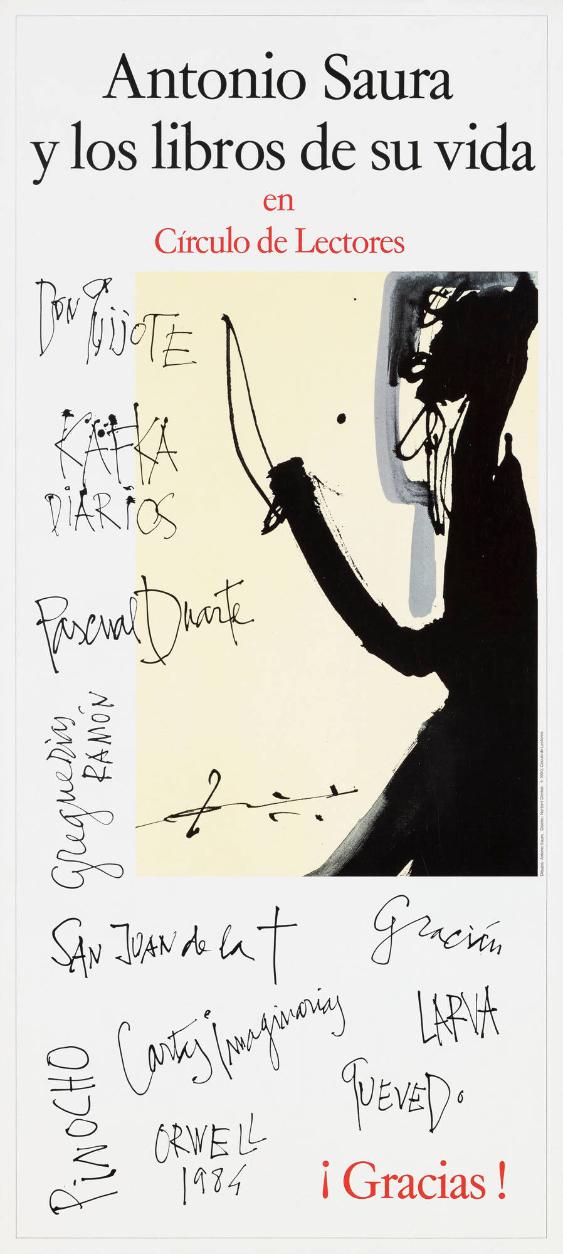 Antonio Saura y los libros de su vida en Circulo de Lectores - ¡Gracias! (Recto) - 22.9.1990 - Saura cumple 60 años (Verso)