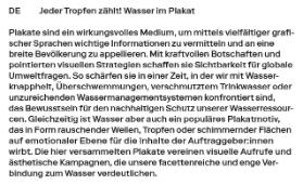 Jeder Tropfen zählt! Wasser im Plakat
