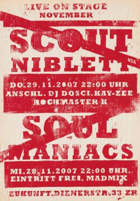 Live on Stage - Scout Niblett - Anschl. DJ Dosci. Kay-Zee - Rockmaster K - Soul Maniacs - Eintritt frei. Madmix - Zukunft