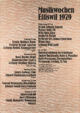 Musikwochen Ettiswil 1979 - Brigitt Schmid, Sopran - Verena Gohl, Alt - Willy Spitz, Bass - Singkreis Zürich - Orchester des Konservatoriums Winterthur - Leitung: Willi Gohl - (...)