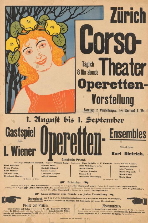 Zürich - Corso-Theater - Operetten-Vorstellung - Gastspiel des 1. Wiener Operetten-Ensembles
