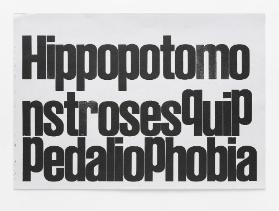 [LL Ruder Plakat, Andruck "Hippopotomo", Schriftmuster in Karton Umschlag]