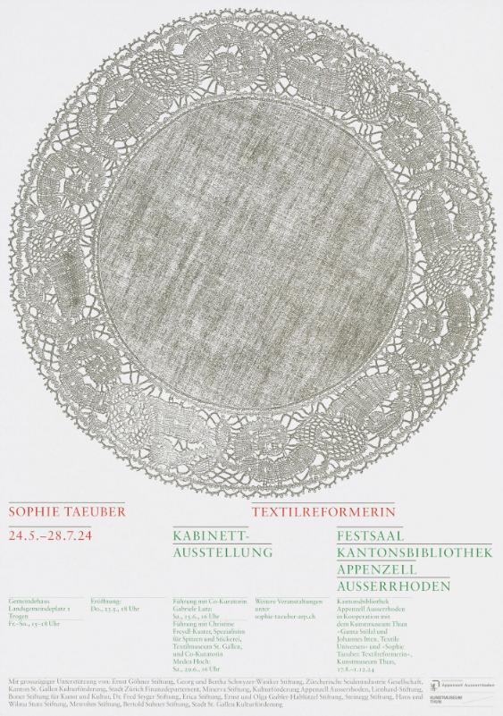 Sophie Taeuber - Textilreformerin - Kabinettausstellung - Festsaal Kantonsbibliothek Appenzell Ausserrhoden