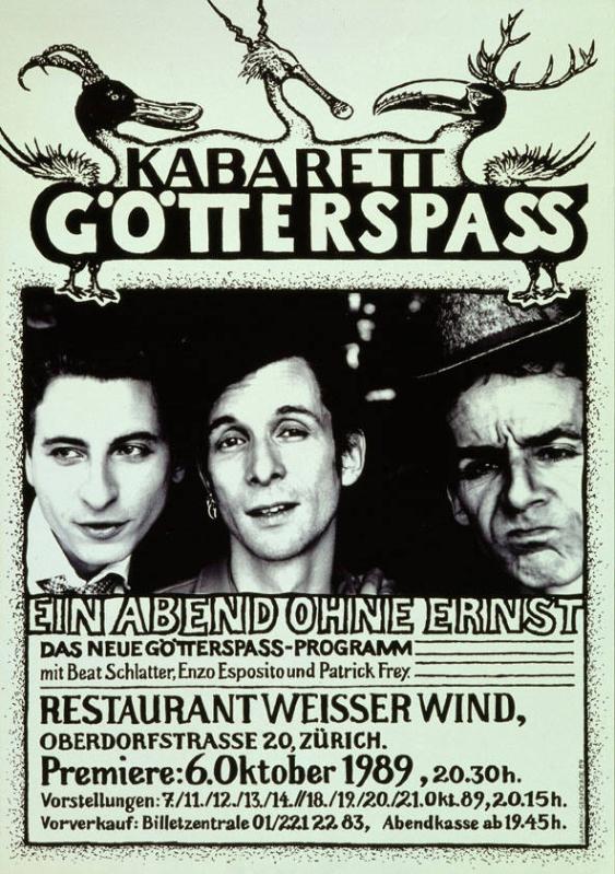 Kabarett Götterspass - Ein Abend ohne Ernst - Restaurant weisser Wind -  Premiere: 6. Oktober 1989