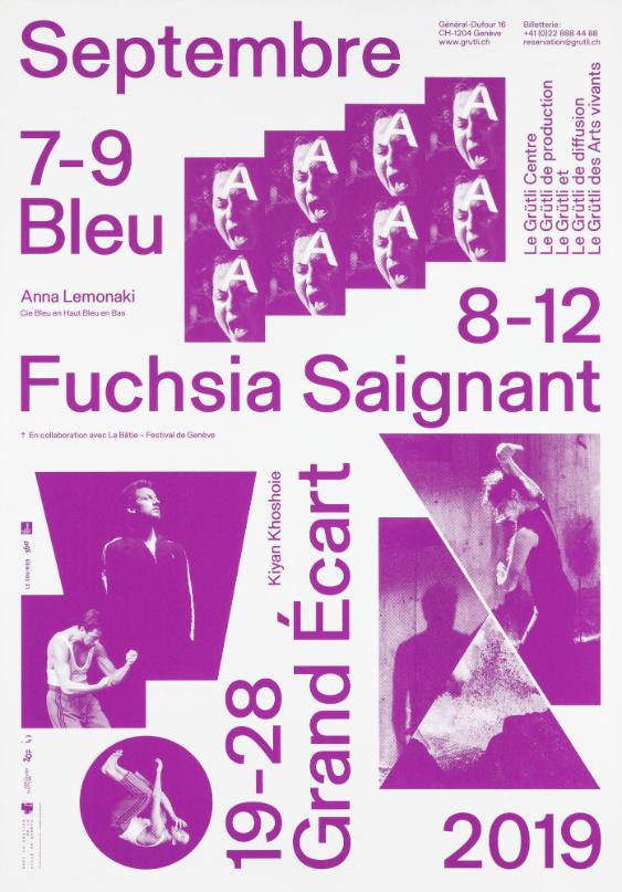 Bleu - Anna Lemonaki - Fuchsia Saignant - Grand Écrat - Kiyan Khoshoie - Le Grütli - Septembre 2019