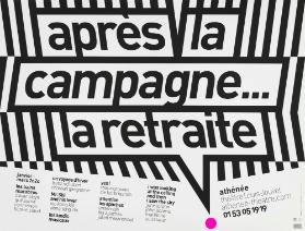 Après la campagne...la retraite - Les bains macabres - Olivier Bleys - Guillaume Connesson - Florent Siaud - Un voyage d'hiver - Franz Schubert - Christian Gangneron - Mr. Shi and his Lover - Njo Kong Kie - Wong Teng Chi - Les lundis musicaux - Yes! Maurice Yvain - Cie Les Brigands - Attention les Apaches - Ensemble les Apaches - Julien Masmondet - I Was Looking at the Ceiling and Then I Saw the Sky - Athénée Théâtre Louis Jouvet