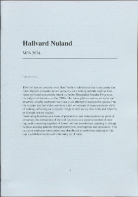 Hallvard Nuland, MFA 2024.