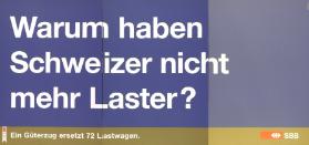 Warum haben Schweizer nicht mehr Laster? - Ein Güterzug ersetzt 72 Lastwagen. - SBB