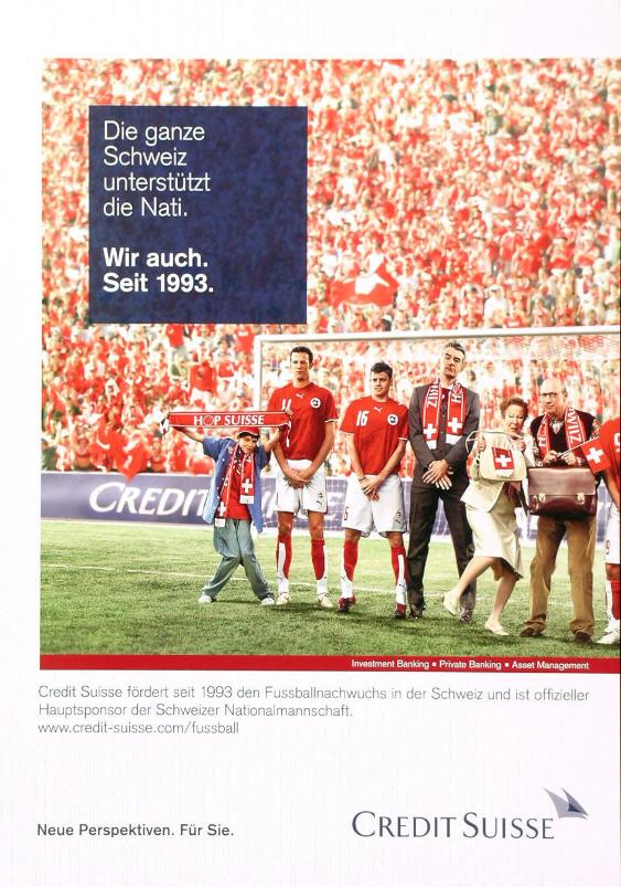Die ganze Schweiz unterstützt die Nati. Wir auch. Seit 1993. - Neue Perspektiven. Für Sie. Crédit Suisse