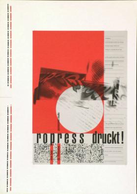 ropress druckt! - Einladung zum 20jährigen Jubiläum der ropress - 24. November 1989