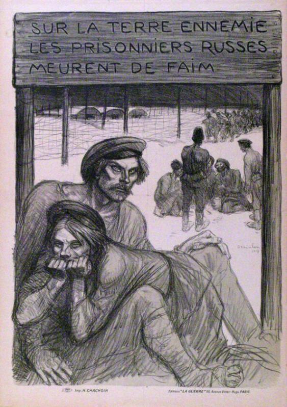 Sur la terre ennemie les prisonniers russes meurent de faim