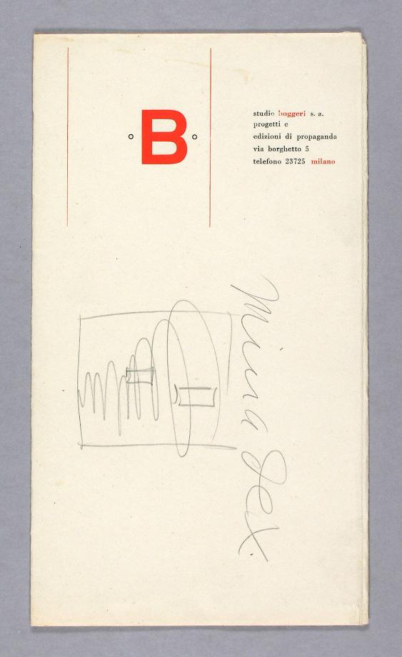 B studio boggeri s.a., progetti e edizioni di propaganda, via borghetto 5, telefono 23725, milano