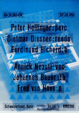 Peter Hollinger - Dietmar Diesner - Ferdinand Richard - Annick Nozati - Do. 19. Okt. 89 - Schweizerbund, Bern  - IMPRO