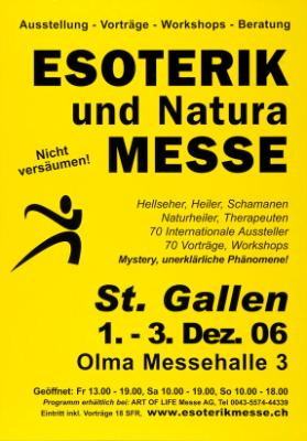 Ausstellung - Vorträge - Workshops - Beratung - Esoterik und Natura Messe - Nicht versäumen - Hellseher, Heiler, Schamanen - Naturheiler, Therapeuten - 70 internationale Aussteller - 70 Vorträge, Workshops - Mystery, unerklärliche Phänomene!