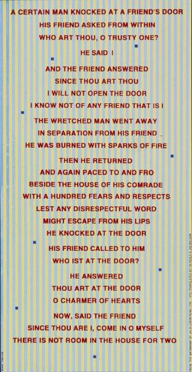 A certain man knocked at a friends door (...) - From the Masnavi of Jalaluddin Rumi