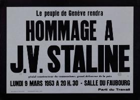 Le peuple de Genève rendra hommage à J.V. Staline - Génial constructeur du communisme, grand défenseur de la paix