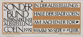 Sonderbund - Internat. Kunstausstellung Coeln 1912 - in der Ausstellungshalle der Stadt Coeln am Aachener Tor