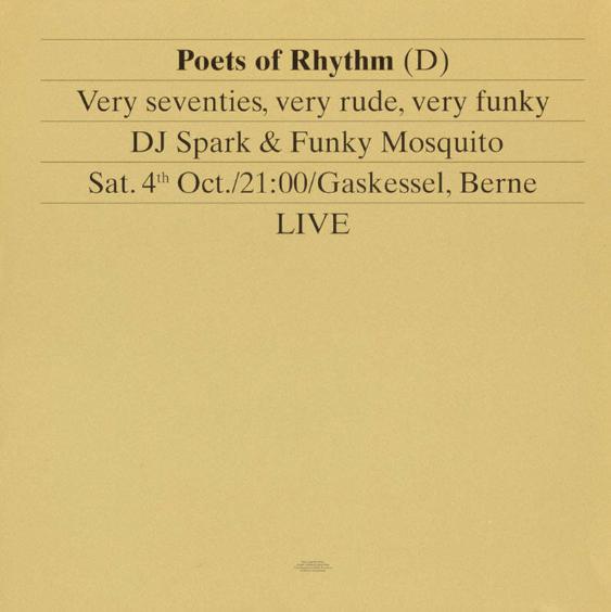 Poets of Rhythm (D) - Very seventies, very rude, very funky - DJ Spark & Funky Mosquito - Gaskessel Berne - Live