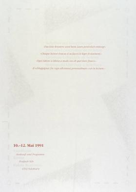 Solothurner Literaturtage - "Das leise Knistern wird beim Lesen persönlich entsorgt." - 10.-12. Mai 1991