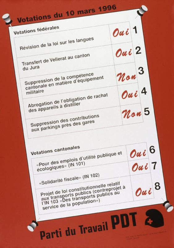 Votations du 10 mars 1996 - (...)