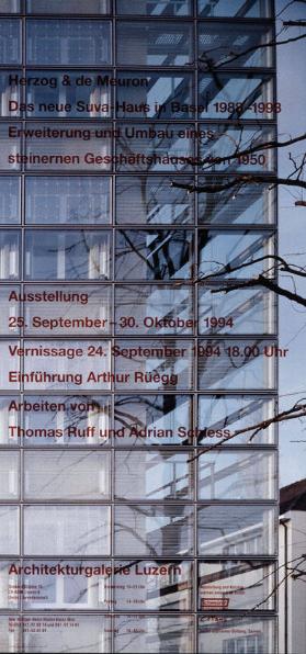 Herzog & de Meuron - Das neue Suva-Haus in Basel 1988-1993 - Arbeiten von Thomas Ruff und Adrian Schiess - Architekturgalerie Luzern