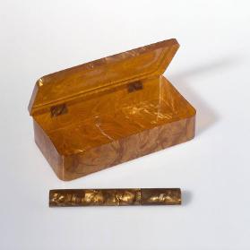 Klappdeckelbox mit Zahnbürstenbehälter