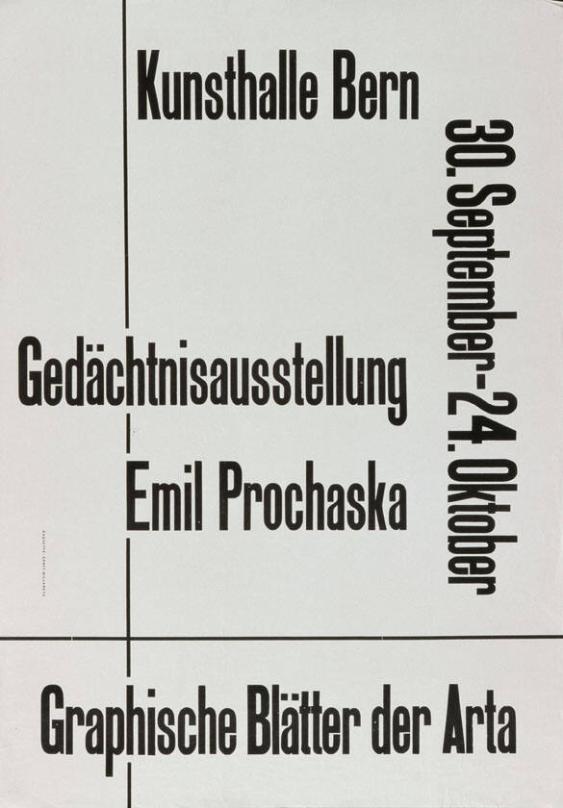 Kunsthalle Bern - Gedächtnisausstellung - Emil Prochaska - Graphische Blätter der Arta