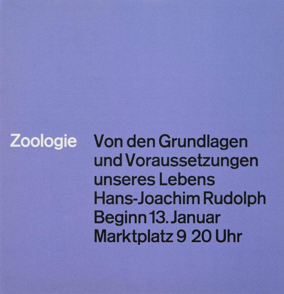 Zoologie - Von den Grundlagen und Voraussetzungen unseres Lebens - Hans- Joachim Rudolph - Beginn 13. Januar - Marktplatz 9 20 Uhr