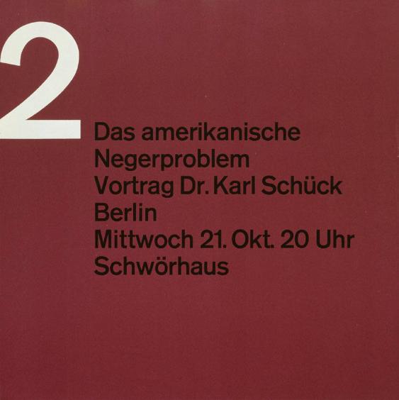 Das amerikanische Negerproblem - Vortrag Dr. Karl Schück Berlin