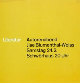 Literatur - Autorenabend - Jlse Blumenthal-Weiss - Samstag 24.2. Schwörhaus 20 Uhr