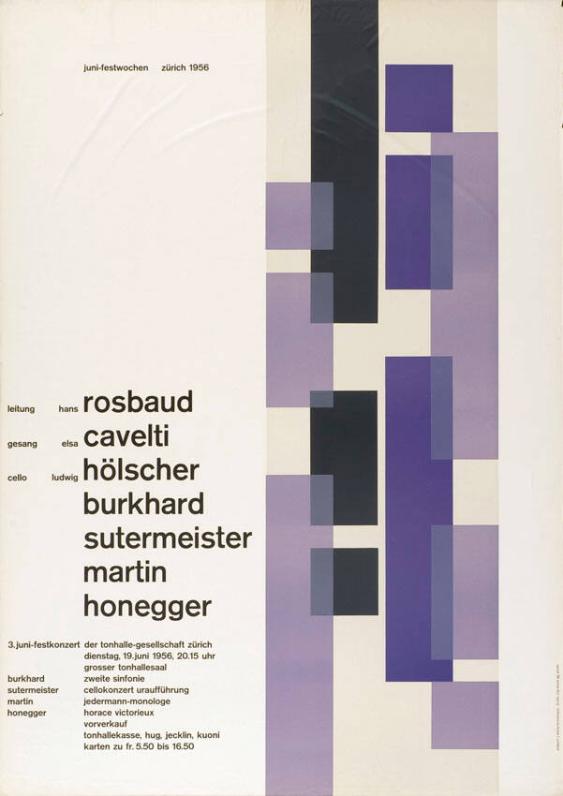 Juni-Festwochen Zürich 1956 - 3. Juni-Festkonzert - Leitung Hans Rosbaud - Gesang Elsa Cavelti (...)
