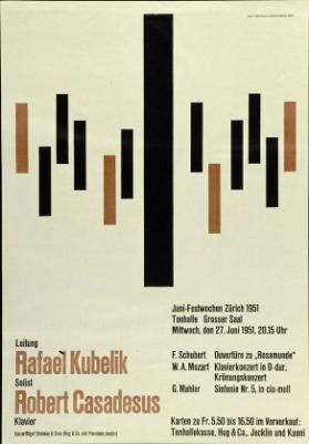 Juni-Festwochen Zürich 1951 - Leitung - Rafael Kubelik - Solist - Robert Casadesus - Klavier