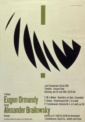 Juni-Festwochen Zürich 1951 - Leitung - Eugen Ormandy - Solist - Alexander Brailowsky