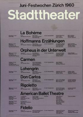 Juni-Festwochen Zürich 1960 - Stadttheater