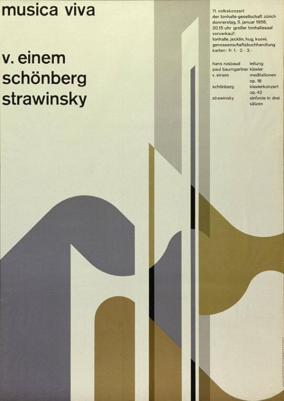 Musica Viva - V. Einem - Schönberg - Strawinsky - 11. Volkskonzert der Tonhalle-Gesellschaft Zürich - Grosser Tonhallesaal