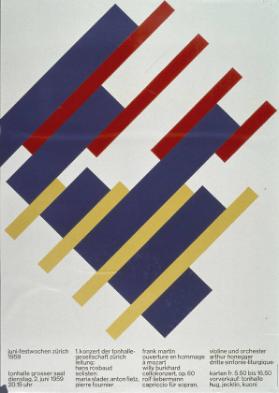 Juni-Festwochen Zürich 1959 - Tonhalle Grosser Saal - Leitung Hans Rosbaud - Solisten Maria Stader, Anton Fietz, Pierre Fournier