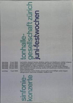 Juni-Festwochen Zürich 1964 - Sinfoniekonzerte