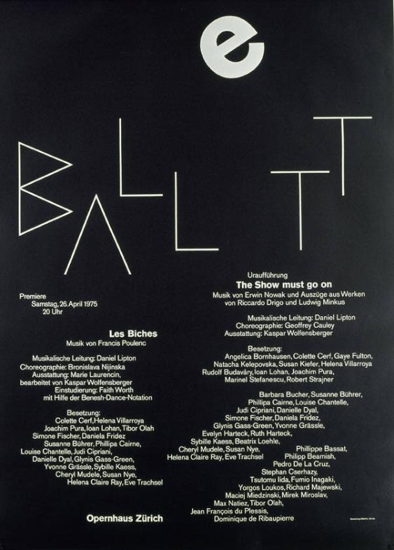 Opernhaus Zürich - Ballett Uraufführung - The Show must go on - 26. April 1975