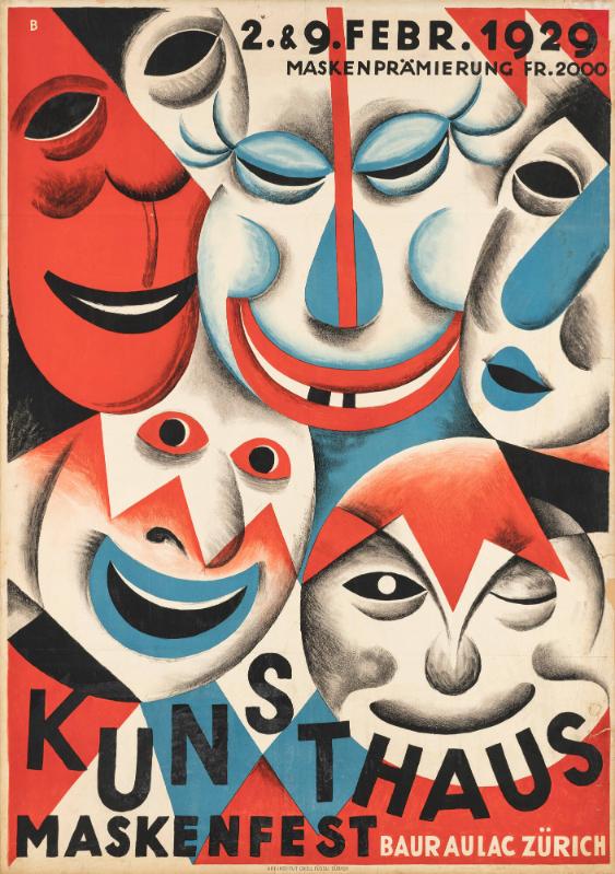 Kunsthaus - Maskenfest - Baur au Lac Zürich - 2. & 9. Febr. 1929 - Maskenprämierung Fr. 2000