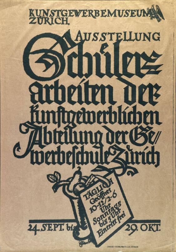 Schülerarbeiten der Kunstgewerblichen Abteilung der Gewerbeschule der Stadt Zürich
