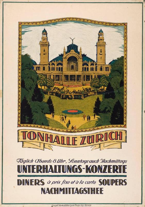 Tonhalle Zürich - Unterhaltungs-Konzerte - Diners - Soupers - Nachmittagsthee