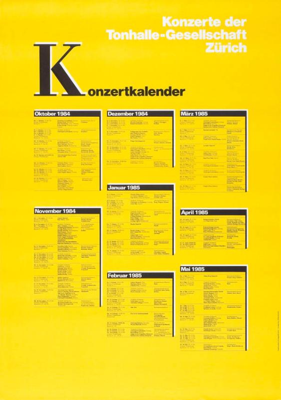 Konzerte der Tonhalle-Gesellschaft Zürich - Konzertkalender