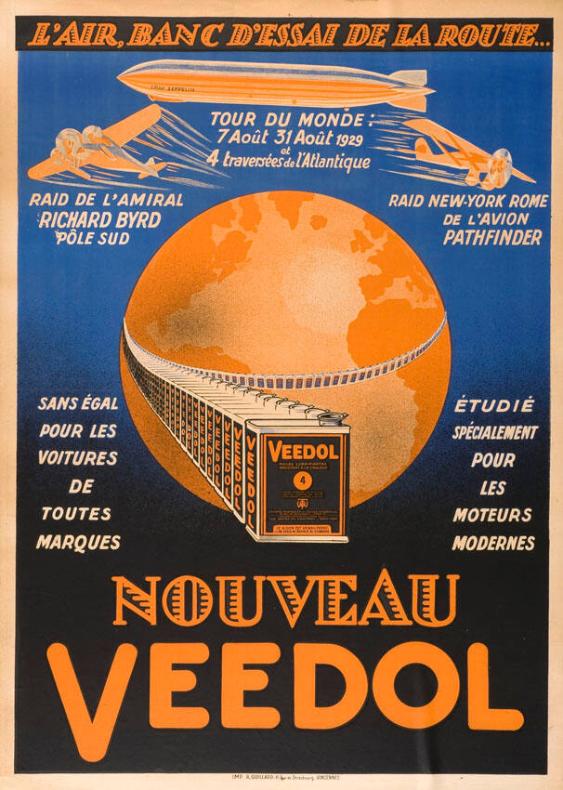 Nouveau Veedol - L'air, banc d'essai de la route... - sans égal pour les voitures de toutes marques - étudié spécialement pour les moteurs modernes