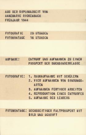Aus der Diplomarbeit von Annemarie Rickenbach Frühjahr 1944