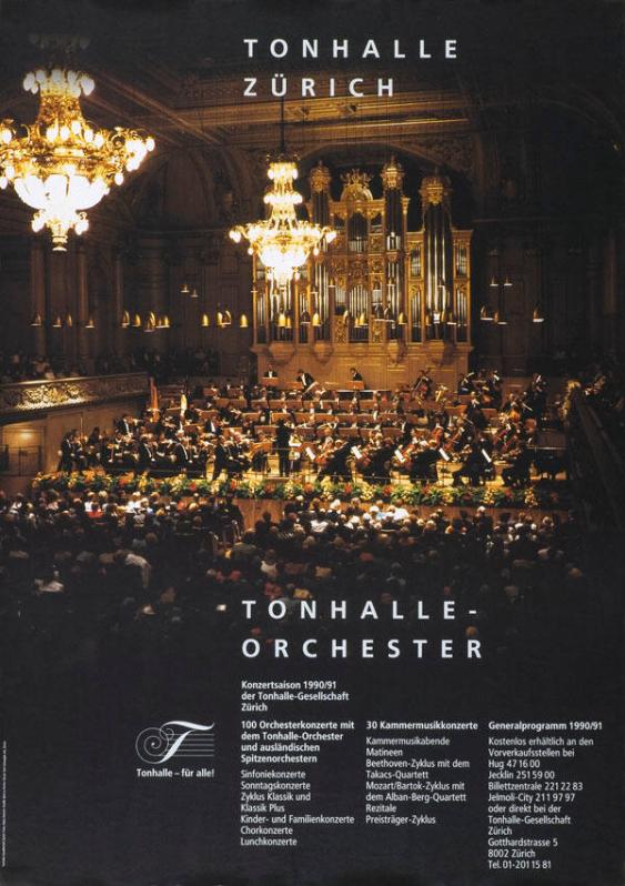 Tonhalle Zürich - Tonhalle-Orchester - Konzertsaison 1990/91 der Tonhalle-Gesellschaft Zürich - Tonhalle - für alle!