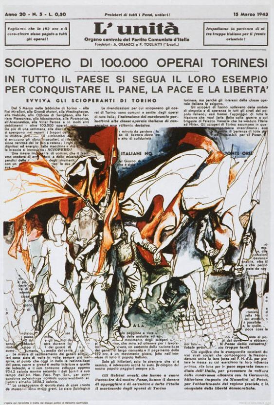 L'Unità - sciopero di 100.000 operai Torinesi